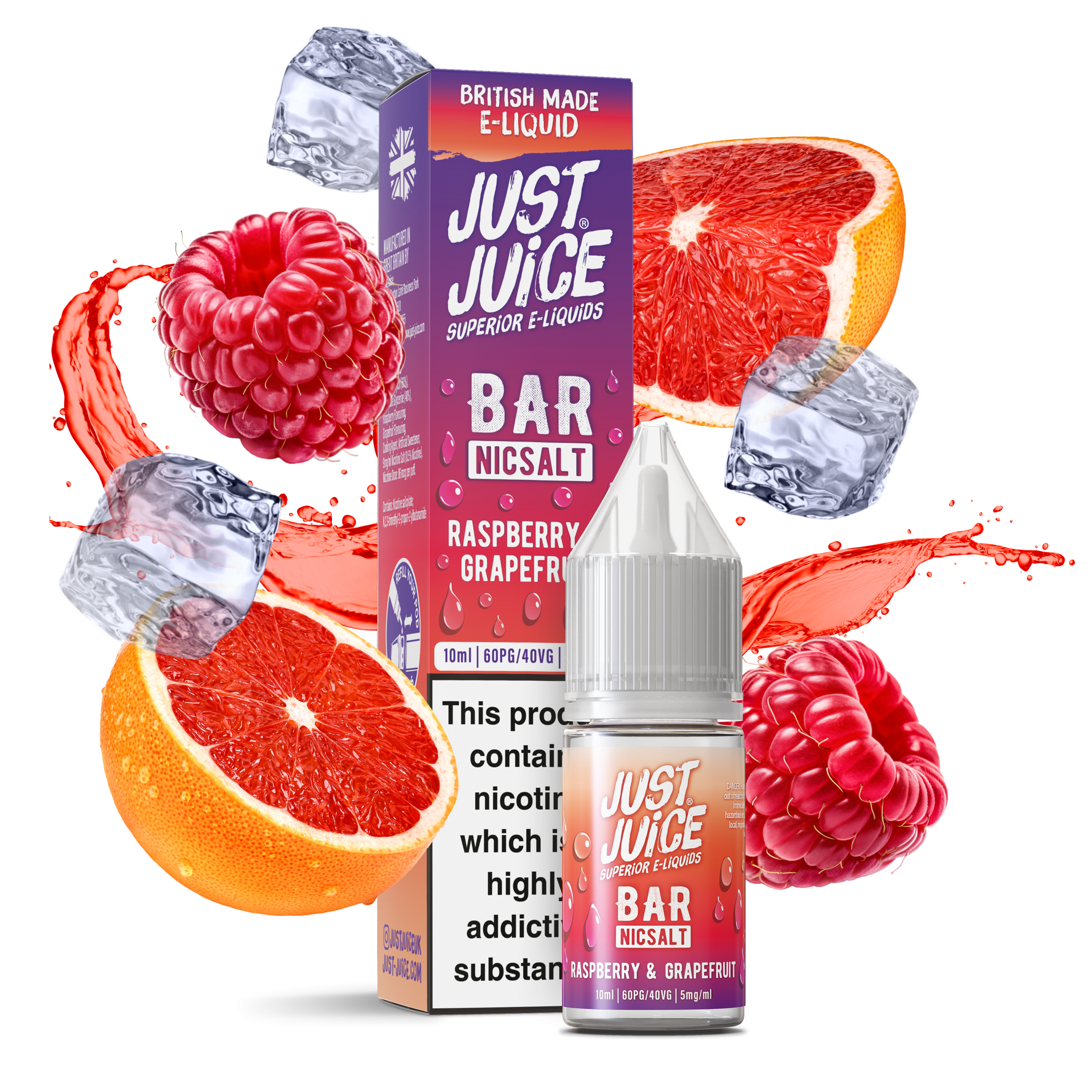 Raspberry & Grapefruit - JUST JUICE - Nic Salt 5MG - Image 1