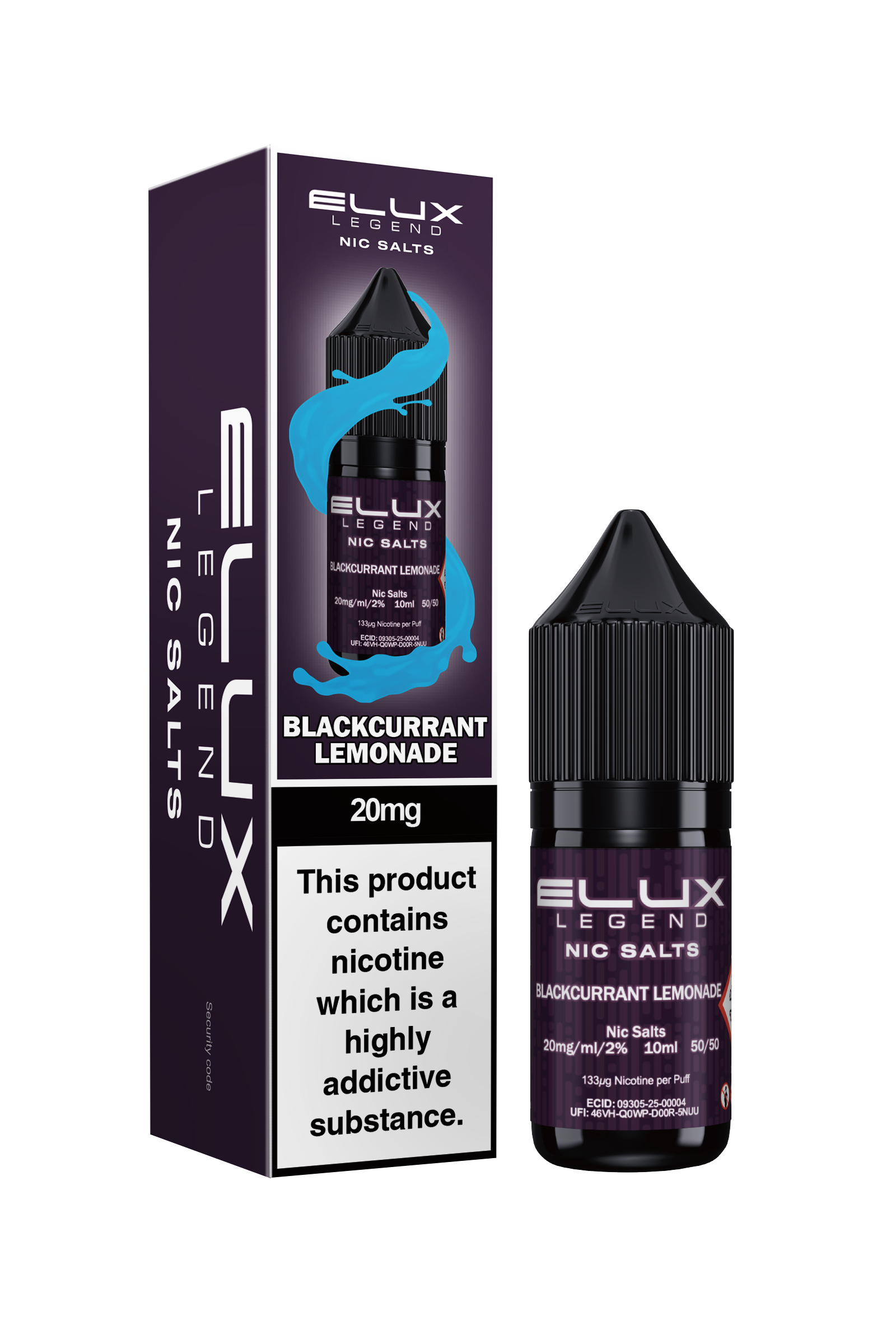 BLACKCURRANT LEMONADE  -  ELUX LEGEND  - NIC SALT 10MG - Image 1