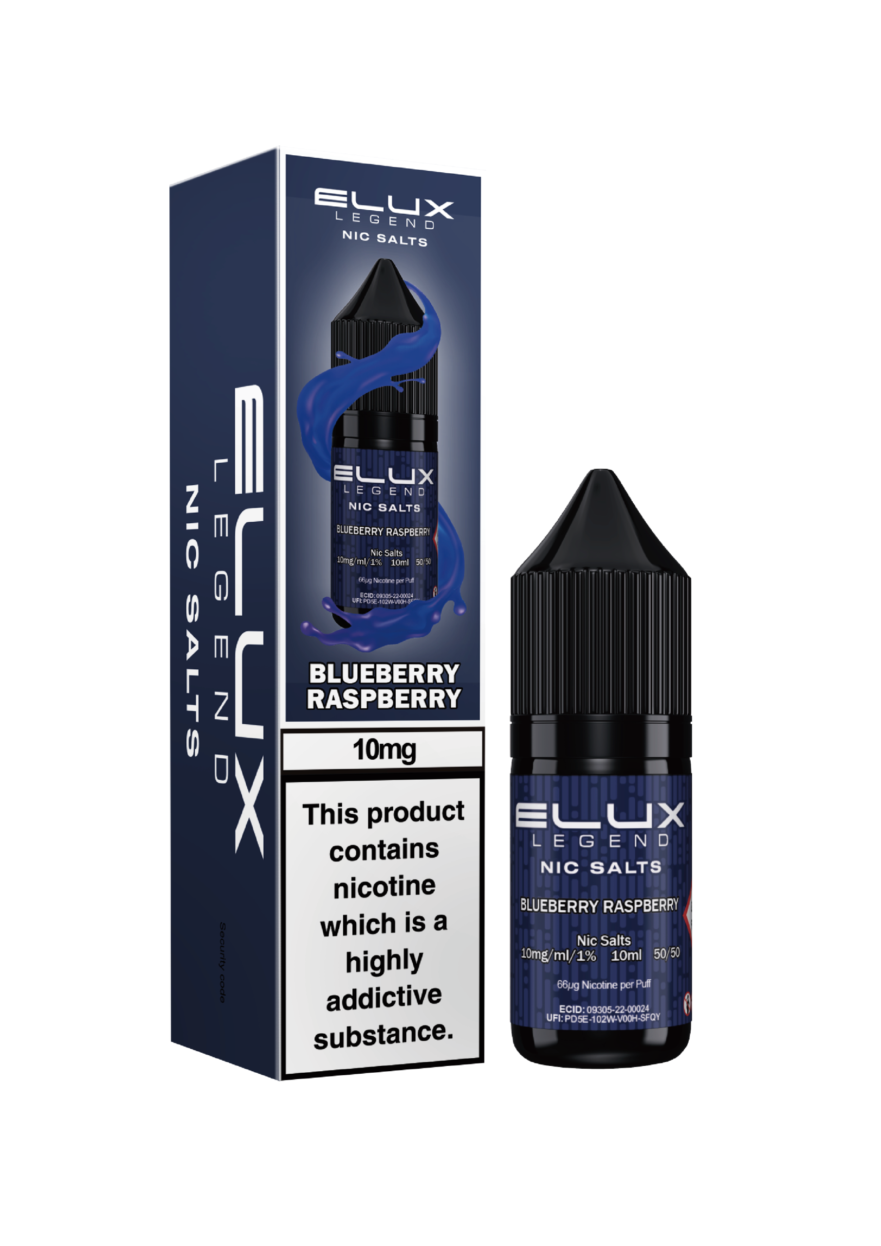 BLUEBERRY RASPBERRY - ELUX LEGEND -  NIC SALT 10MG - Image 1