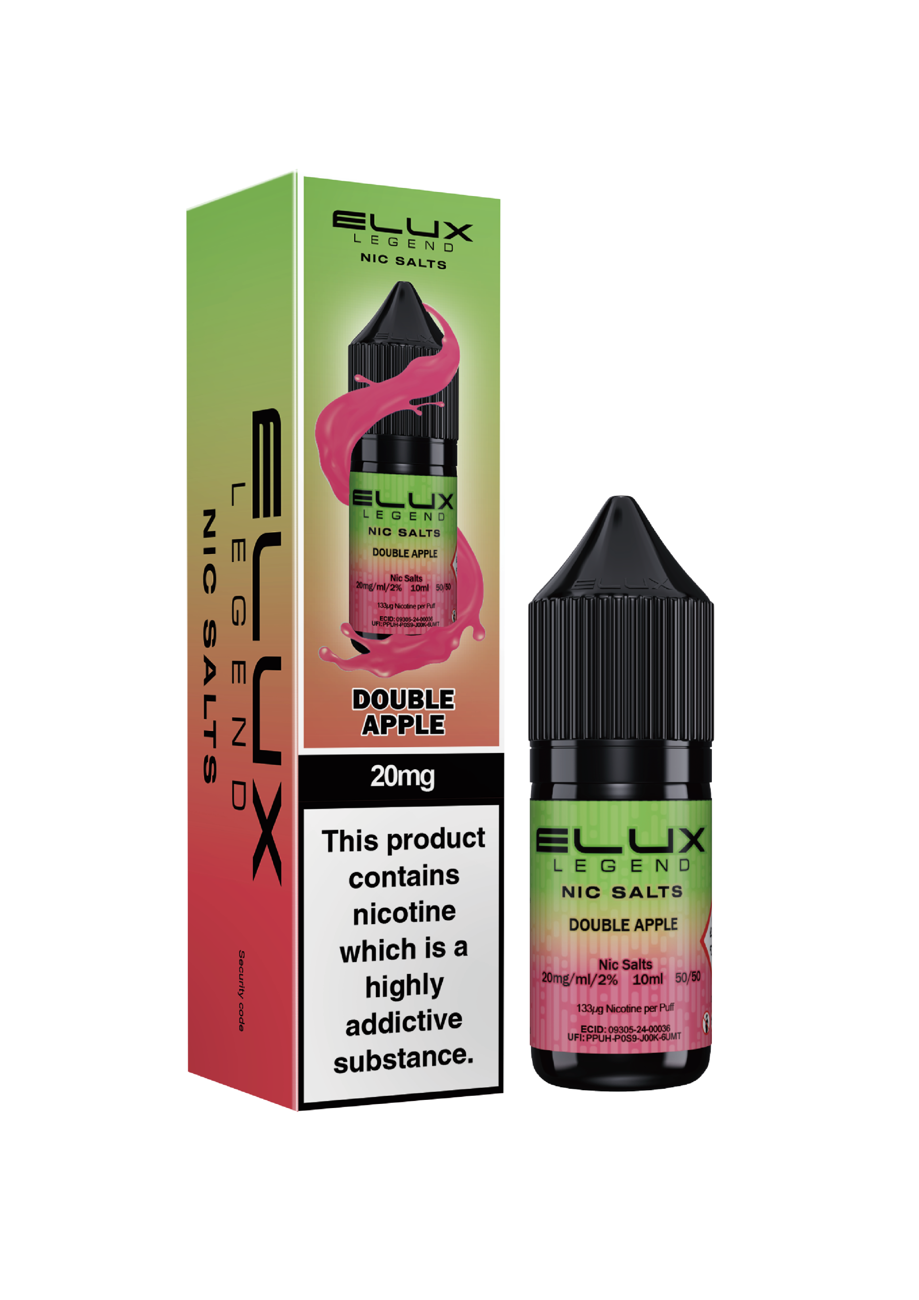 DOUBLE APPLE - ELUX LEGEND -  NIC SALT 10MG - Image 1