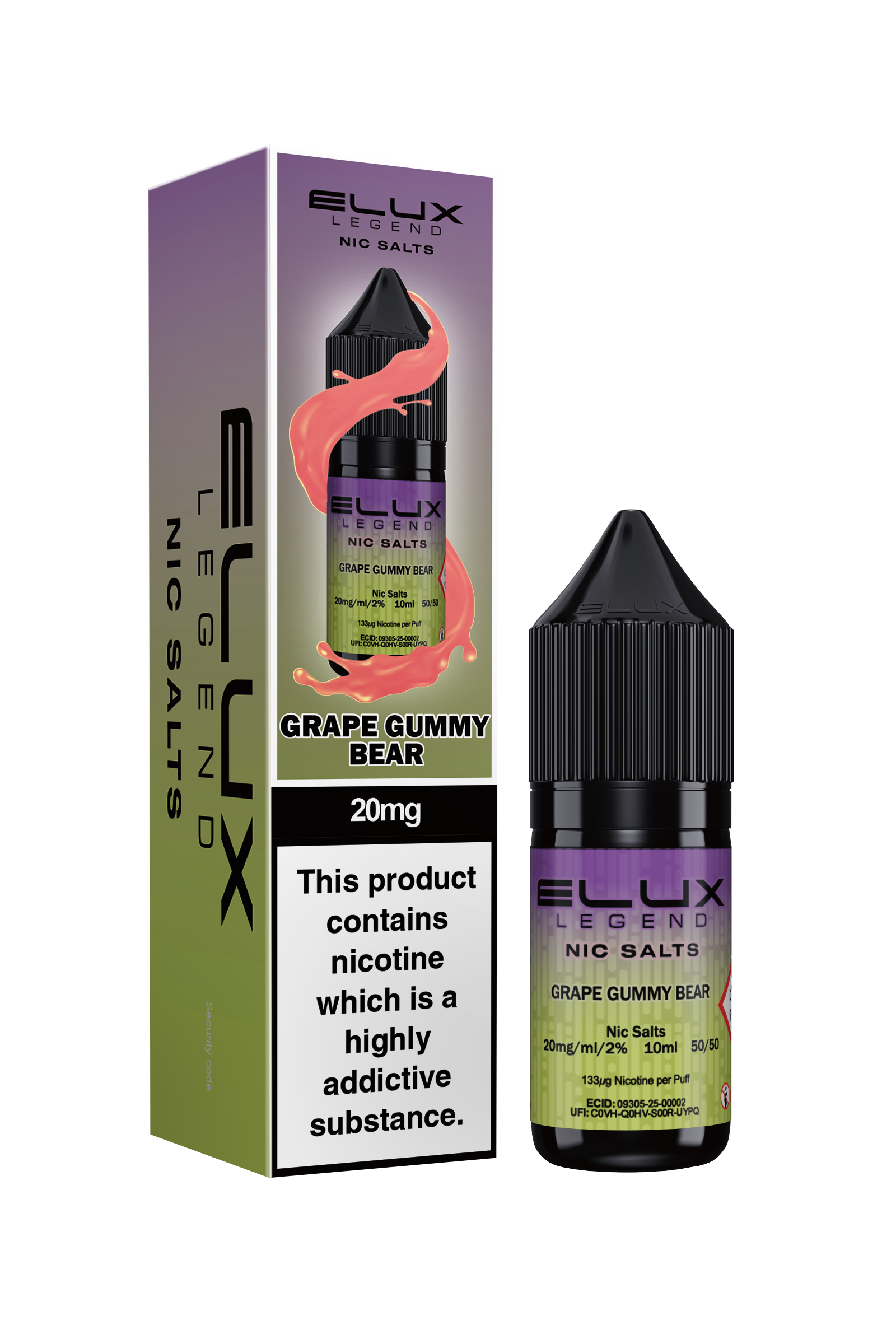 GRAPE GUMMY BEAR - ELUX LEGEND -  NIC SALT 10MG - Image 1