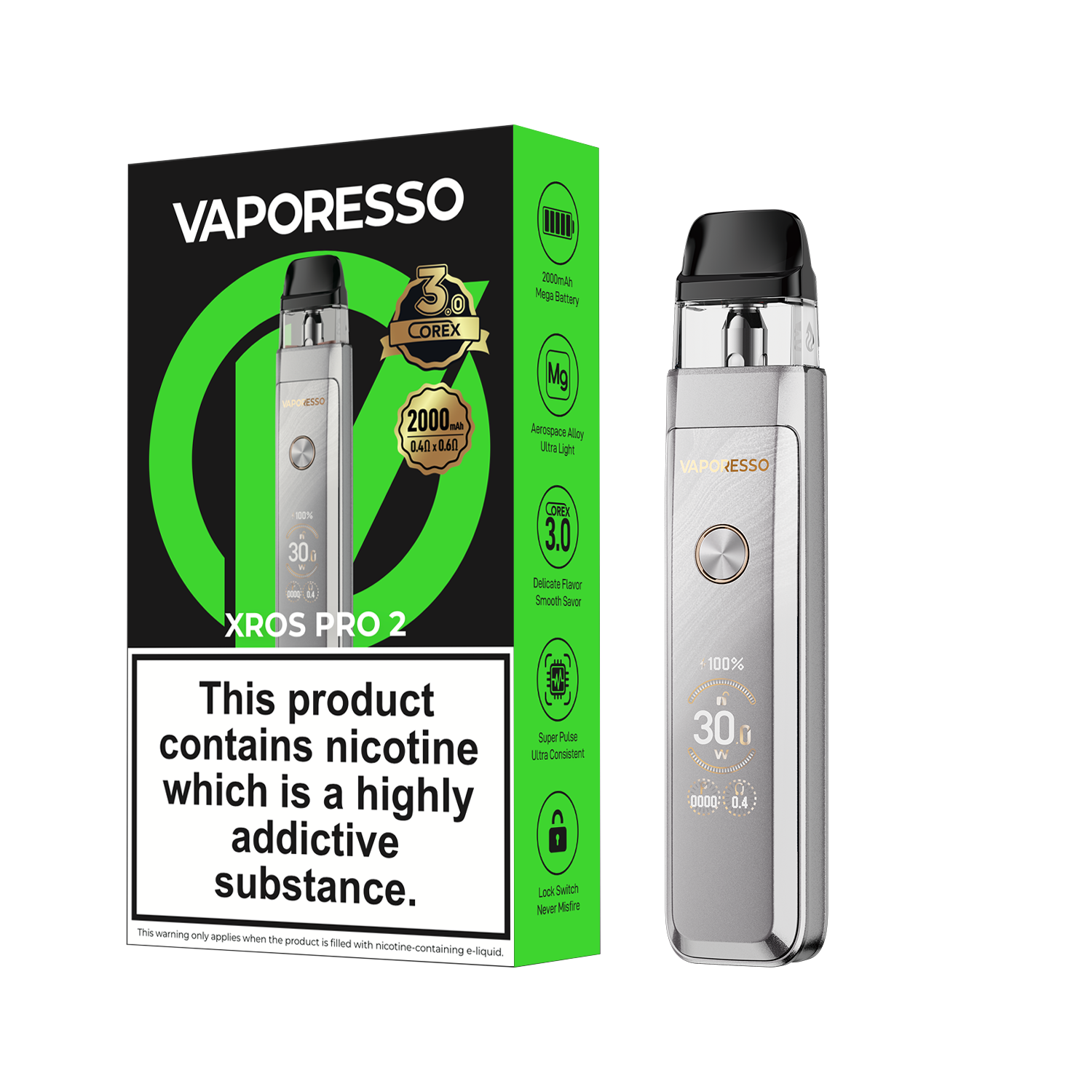 GLITTERING SILVER - XROS PRO 2 KIT - VAPORESSO - Image 1